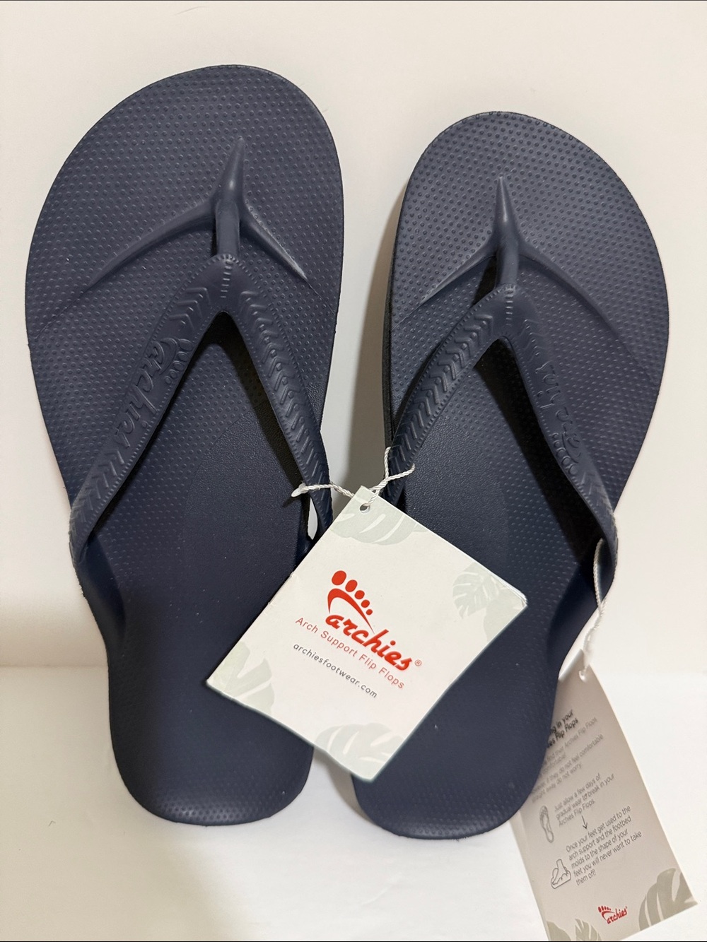 Cushioned Navy Arch Support Flip Flops -